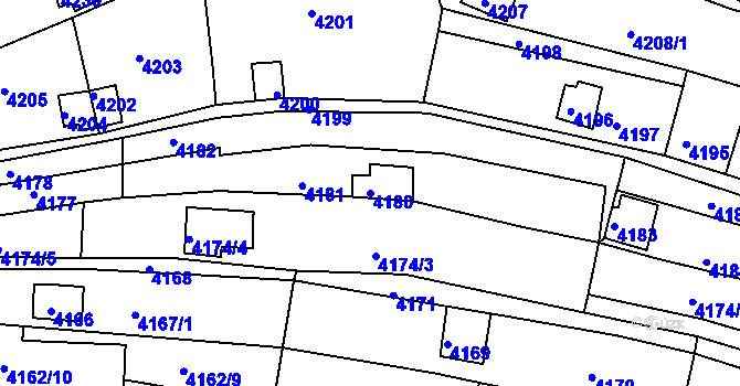 Parcela st. 4180 v KÚ Bystrc, Katastrální mapa