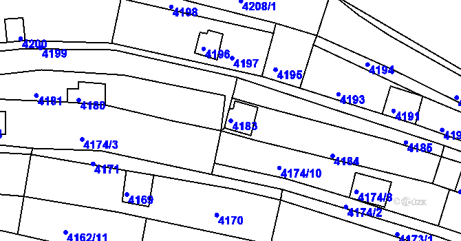 Parcela st. 4183 v KÚ Bystrc, Katastrální mapa