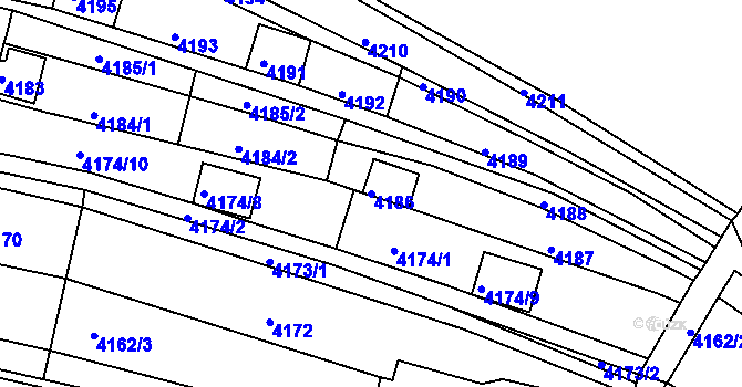 Parcela st. 4186 v KÚ Bystrc, Katastrální mapa