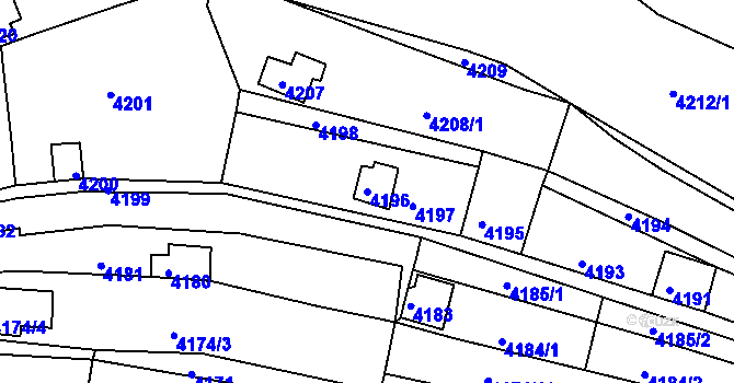 Parcela st. 4196 v KÚ Bystrc, Katastrální mapa
