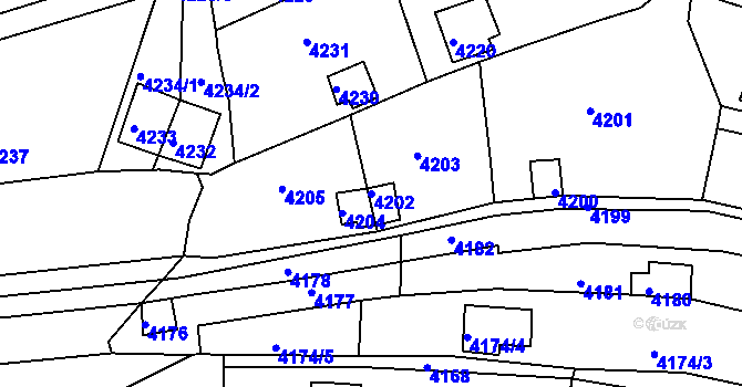Parcela st. 4202 v KÚ Bystrc, Katastrální mapa