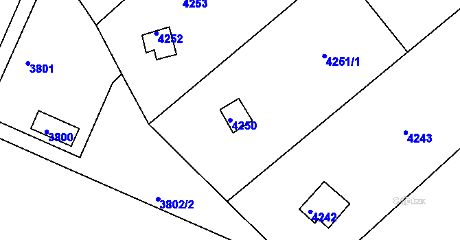Parcela st. 4250 v KÚ Bystrc, Katastrální mapa