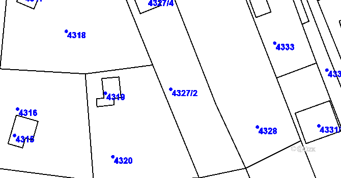 Parcela st. 4327/2 v KÚ Bystrc, Katastrální mapa