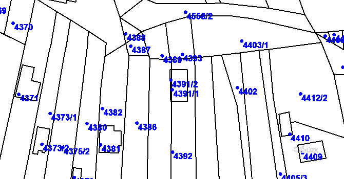 Parcela st. 4391/1 v KÚ Bystrc, Katastrální mapa