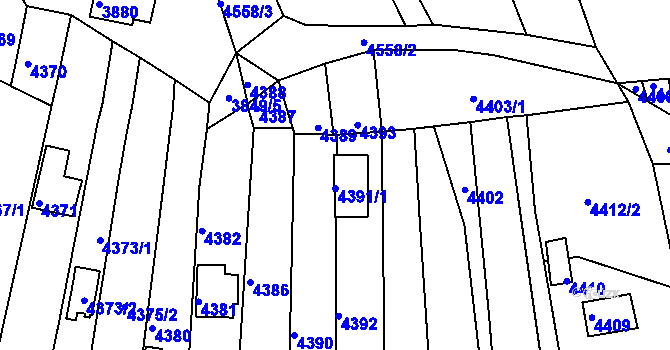 Parcela st. 4391/2 v KÚ Bystrc, Katastrální mapa