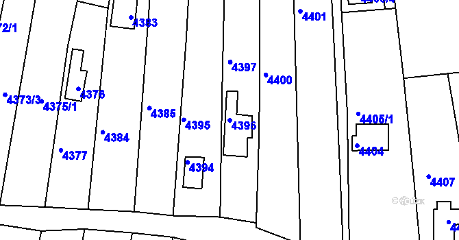 Parcela st. 4396 v KÚ Bystrc, Katastrální mapa