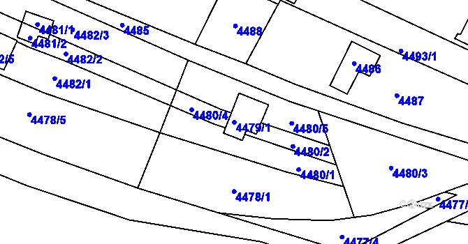 Parcela st. 4479/1 v KÚ Bystrc, Katastrální mapa