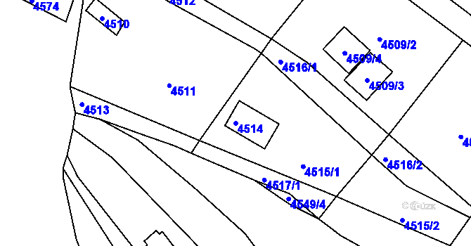 Parcela st. 4514 v KÚ Bystrc, Katastrální mapa