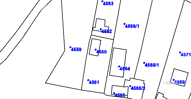 Parcela st. 4560 v KÚ Bystrc, Katastrální mapa