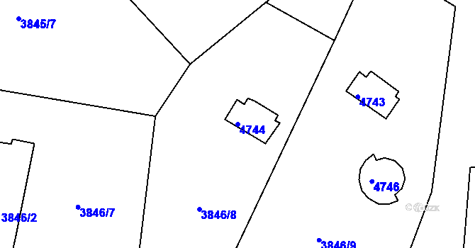 Parcela st. 4744 v KÚ Bystrc, Katastrální mapa