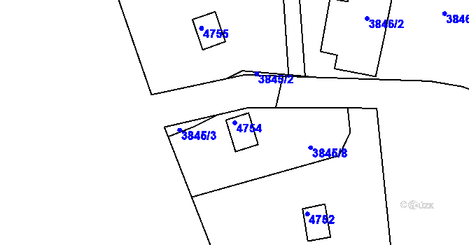 Parcela st. 4754 v KÚ Bystrc, Katastrální mapa