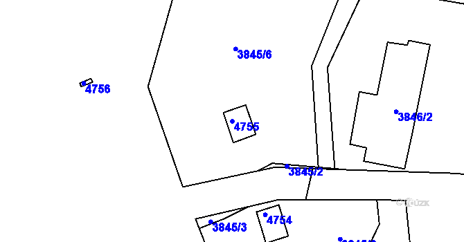 Parcela st. 4755 v KÚ Bystrc, Katastrální mapa