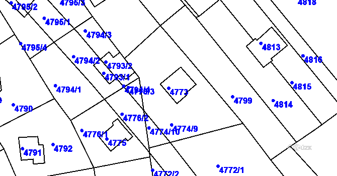 Parcela st. 4773 v KÚ Bystrc, Katastrální mapa