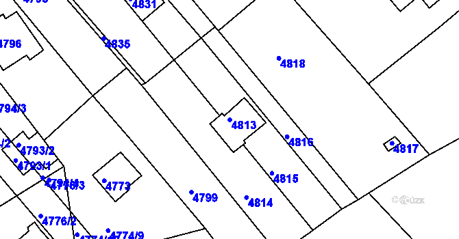 Parcela st. 4813 v KÚ Bystrc, Katastrální mapa
