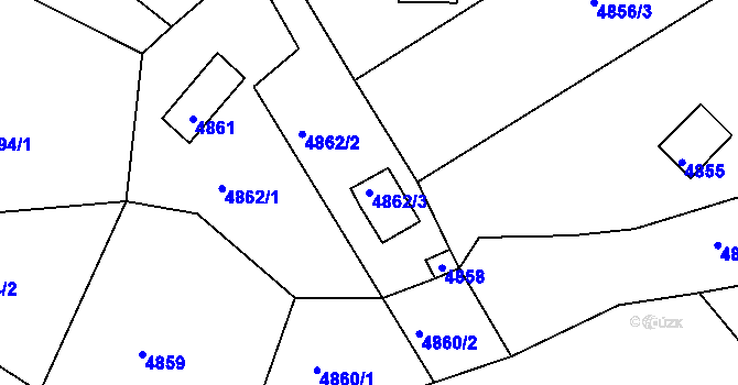 Parcela st. 4862/3 v KÚ Bystrc, Katastrální mapa