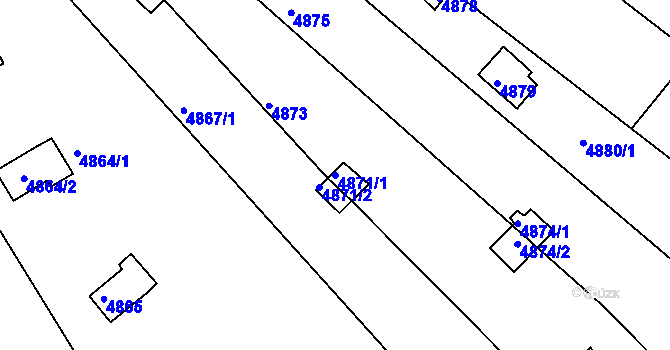 Parcela st. 4871/1 v KÚ Bystrc, Katastrální mapa