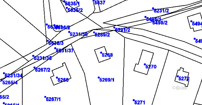 Parcela st. 5268 v KÚ Bystrc, Katastrální mapa