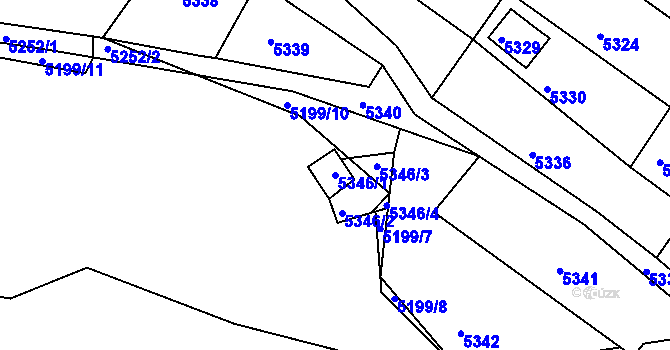 Parcela st. 5346/1 v KÚ Bystrc, Katastrální mapa