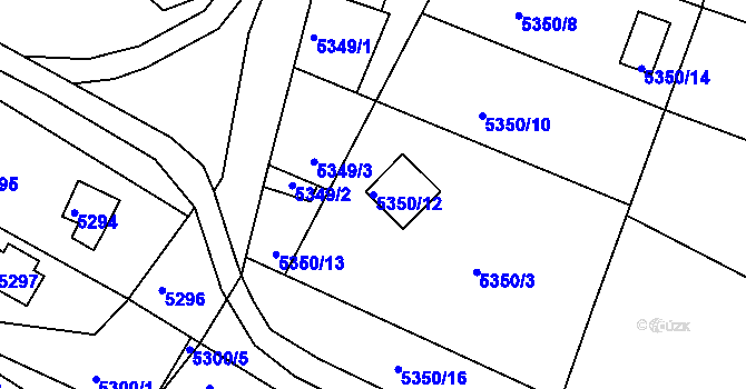 Parcela st. 5350/12 v KÚ Bystrc, Katastrální mapa