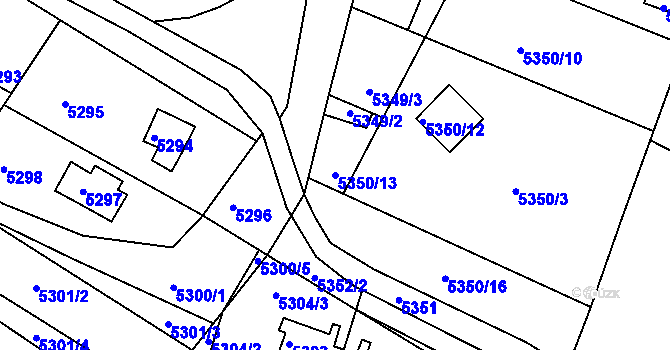 Parcela st. 5350/13 v KÚ Bystrc, Katastrální mapa