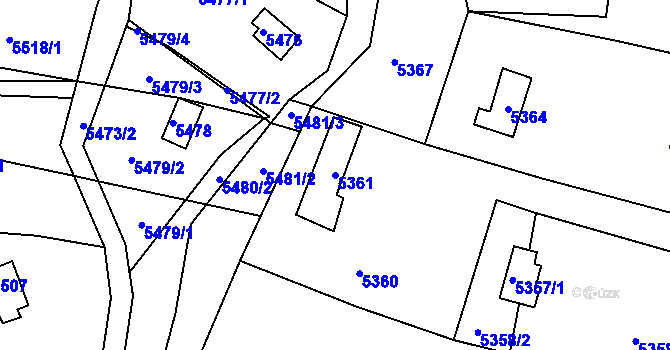 Parcela st. 5361 v KÚ Bystrc, Katastrální mapa