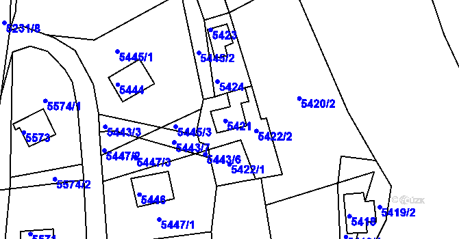 Parcela st. 5421 v KÚ Bystrc, Katastrální mapa