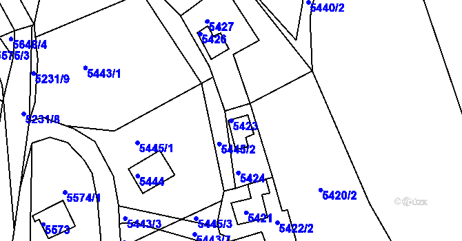 Parcela st. 5423 v KÚ Bystrc, Katastrální mapa