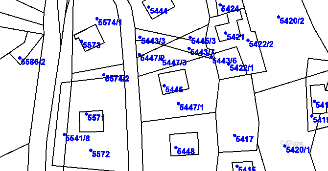 Parcela st. 5446 v KÚ Bystrc, Katastrální mapa
