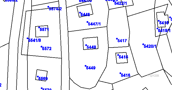 Parcela st. 5448 v KÚ Bystrc, Katastrální mapa