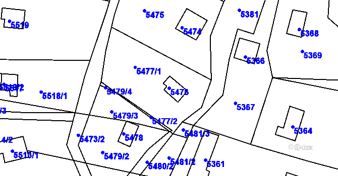 Parcela st. 5476 v KÚ Bystrc, Katastrální mapa