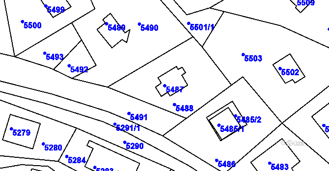 Parcela st. 5487 v KÚ Bystrc, Katastrální mapa