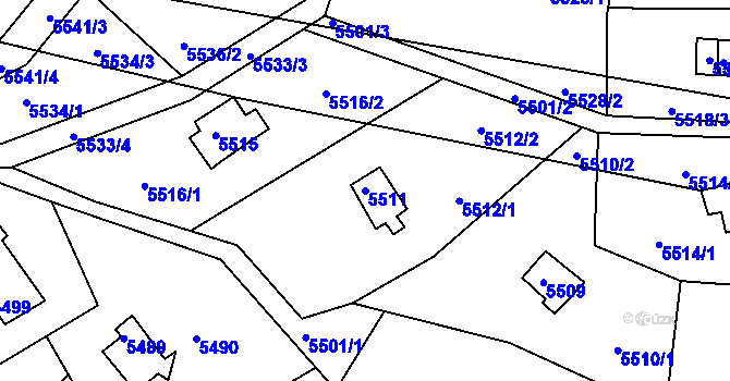 Parcela st. 5511 v KÚ Bystrc, Katastrální mapa