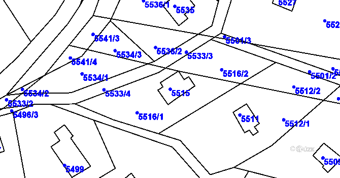 Parcela st. 5515 v KÚ Bystrc, Katastrální mapa