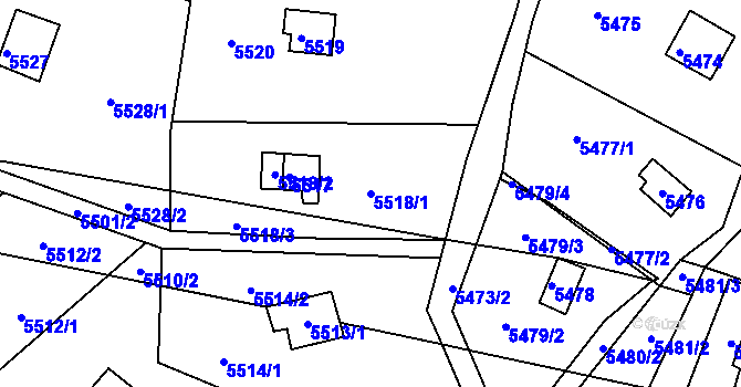 Parcela st. 5518/1 v KÚ Bystrc, Katastrální mapa