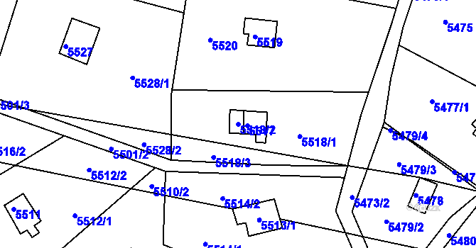 Parcela st. 5518/2 v KÚ Bystrc, Katastrální mapa