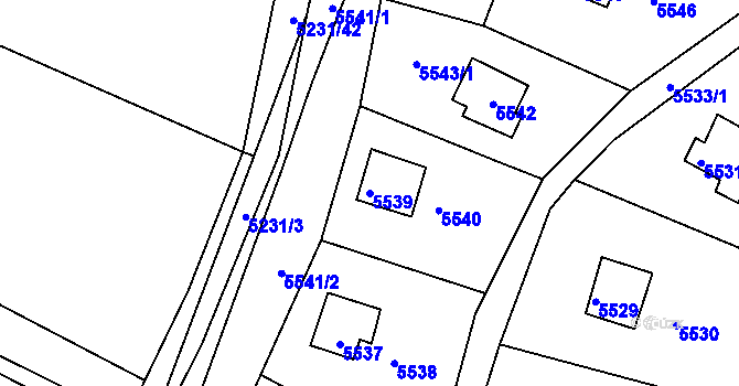 Parcela st. 5539 v KÚ Bystrc, Katastrální mapa