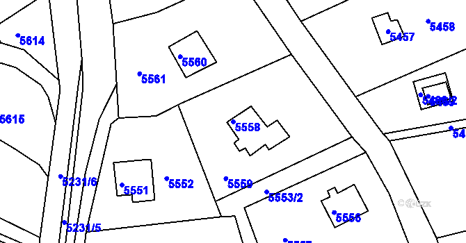 Parcela st. 5558 v KÚ Bystrc, Katastrální mapa