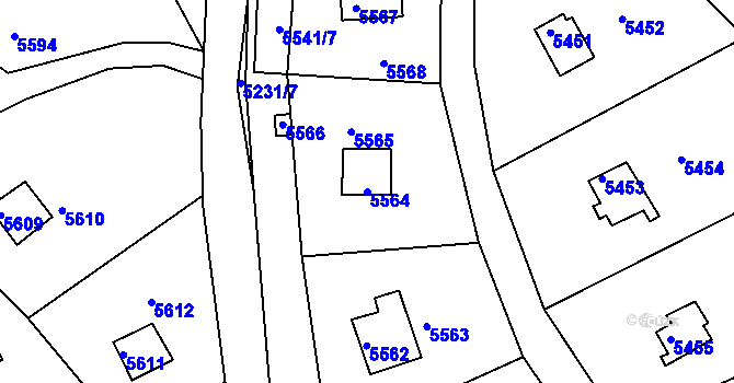 Parcela st. 5564 v KÚ Bystrc, Katastrální mapa