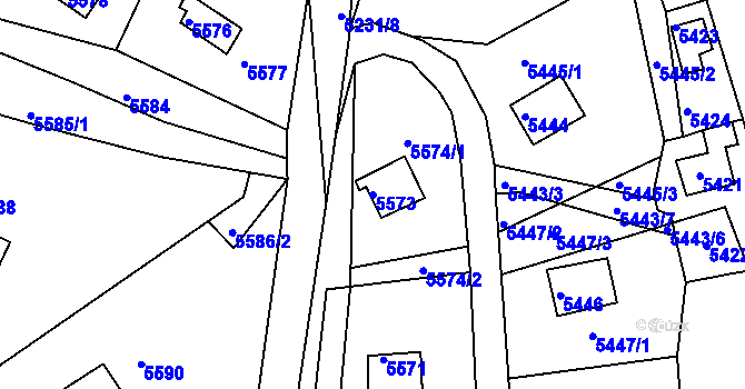 Parcela st. 5573 v KÚ Bystrc, Katastrální mapa