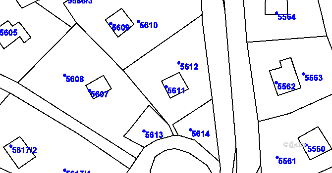 Parcela st. 5611 v KÚ Bystrc, Katastrální mapa