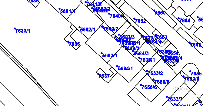 Parcela st. 5683/1 v KÚ Bystrc, Katastrální mapa