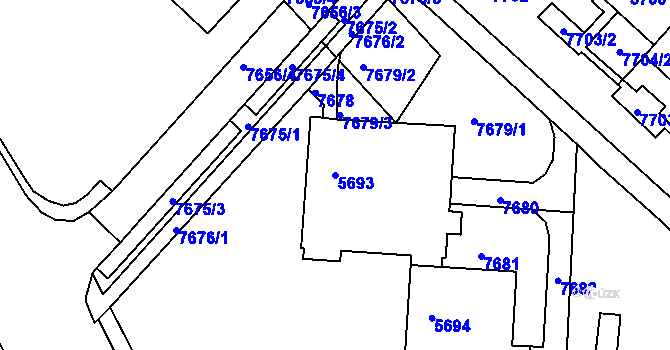 Parcela st. 5693 v KÚ Bystrc, Katastrální mapa