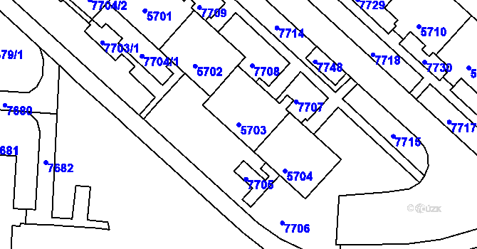 Parcela st. 5703 v KÚ Bystrc, Katastrální mapa