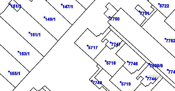 Parcela st. 5717 v KÚ Bystrc, Katastrální mapa