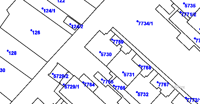 Parcela st. 5730 v KÚ Bystrc, Katastrální mapa