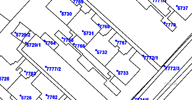 Parcela st. 5732 v KÚ Bystrc, Katastrální mapa