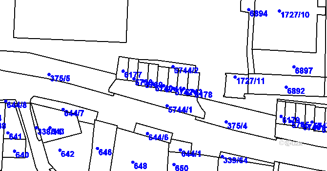 Parcela st. 5741 v KÚ Bystrc, Katastrální mapa