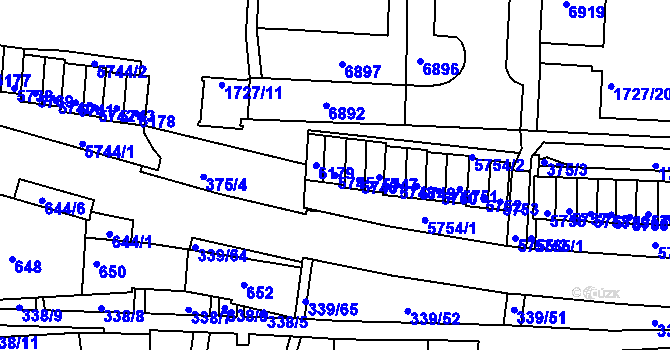 Parcela st. 5745 v KÚ Bystrc, Katastrální mapa