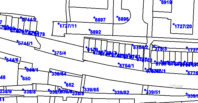 Parcela st. 5746 v KÚ Bystrc, Katastrální mapa