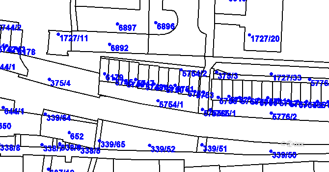 Parcela st. 5750 v KÚ Bystrc, Katastrální mapa